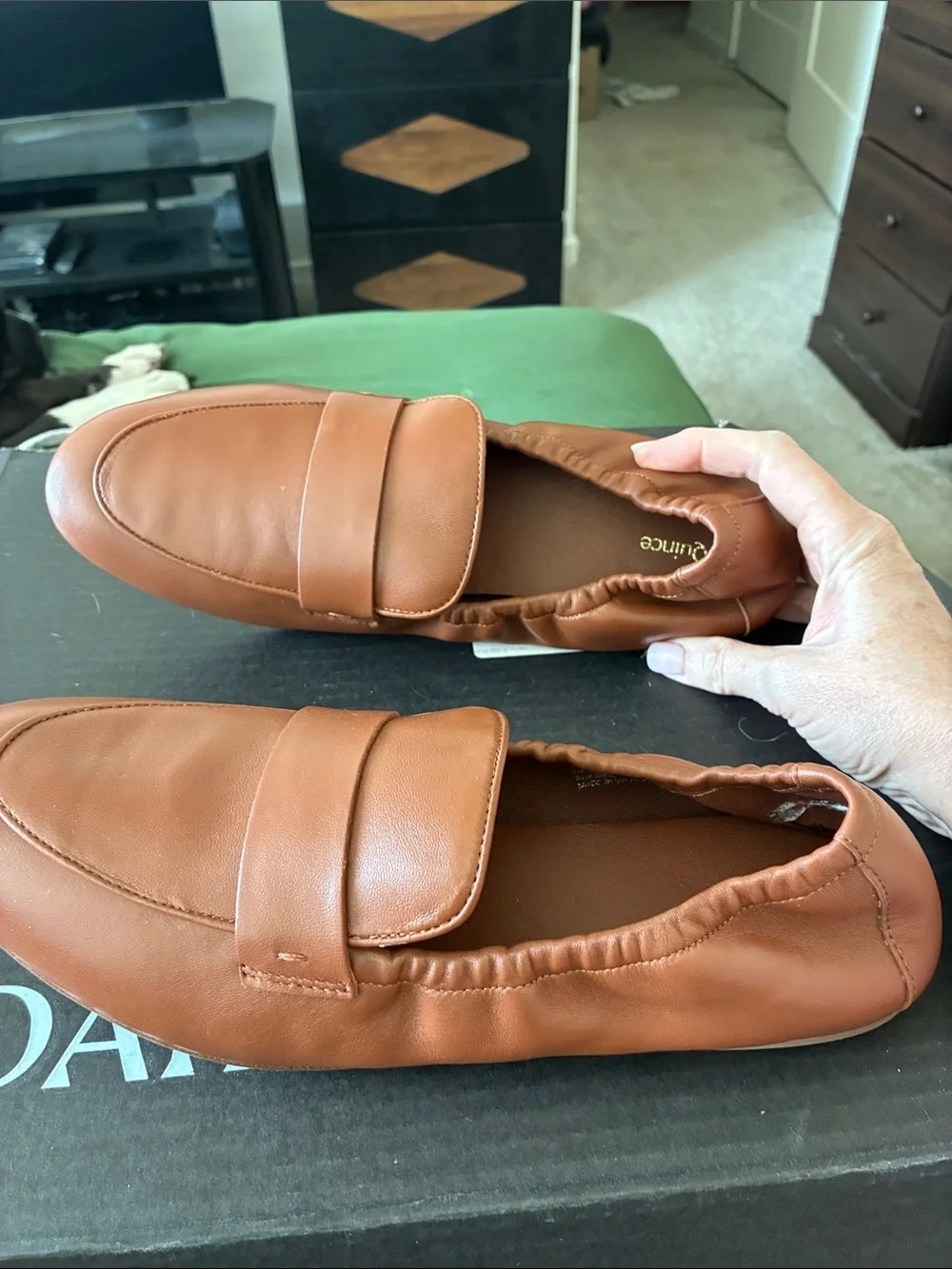Quince Women’s Leather Penny Loafers – Cognac Brown – Size 11